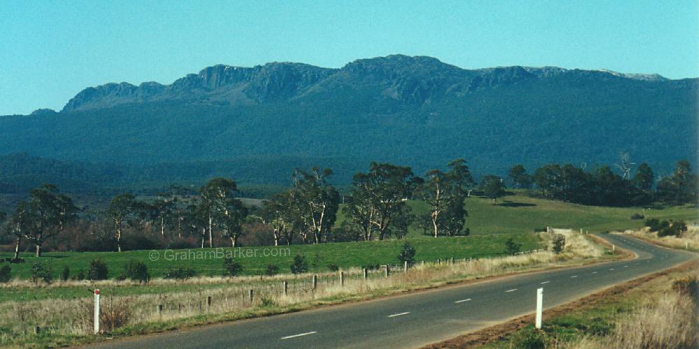 Ben Lomond plateau as seen from the approach road from Launceston, Tasmania