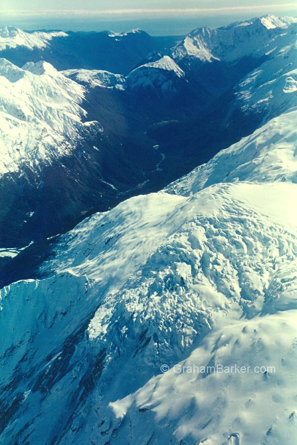 View from a flight from Wanaka to Milford Sound, New Zealand
