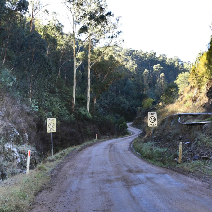 Leaving Gaffneys Creek on the road from Warburton to Jamieson, Victoria. Photo by Mark Sutton