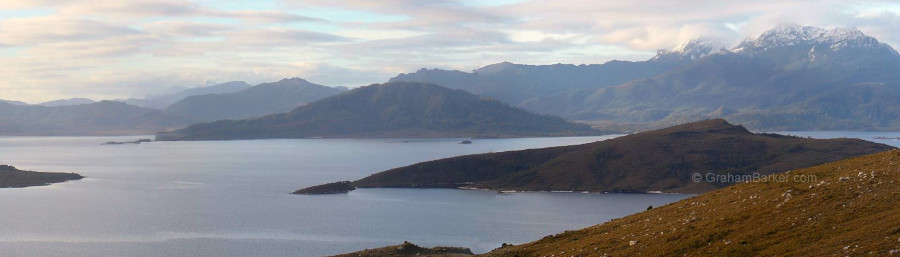 Lake Pedder and the Mt Anne massif, viewed from Scotts Peak, Tasmania