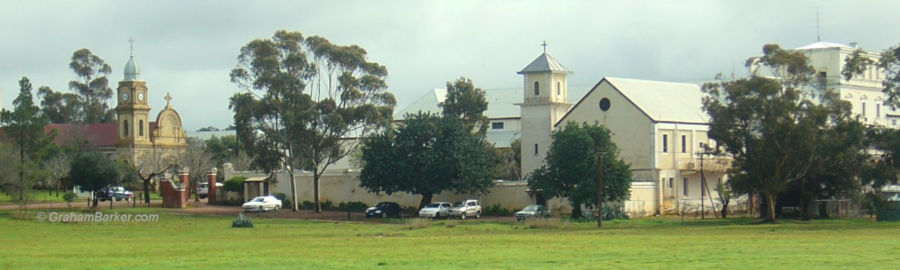 Monastery (guest end) and church, New Norcia, Western Australia