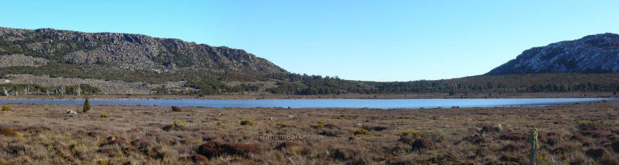 Panorama of Pine Lake from the side of the road