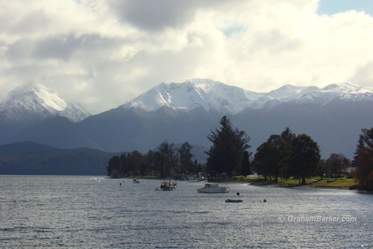 Views of Lake Te Anau from the walk to the Te Anau Wildlife Centre, New Zealand